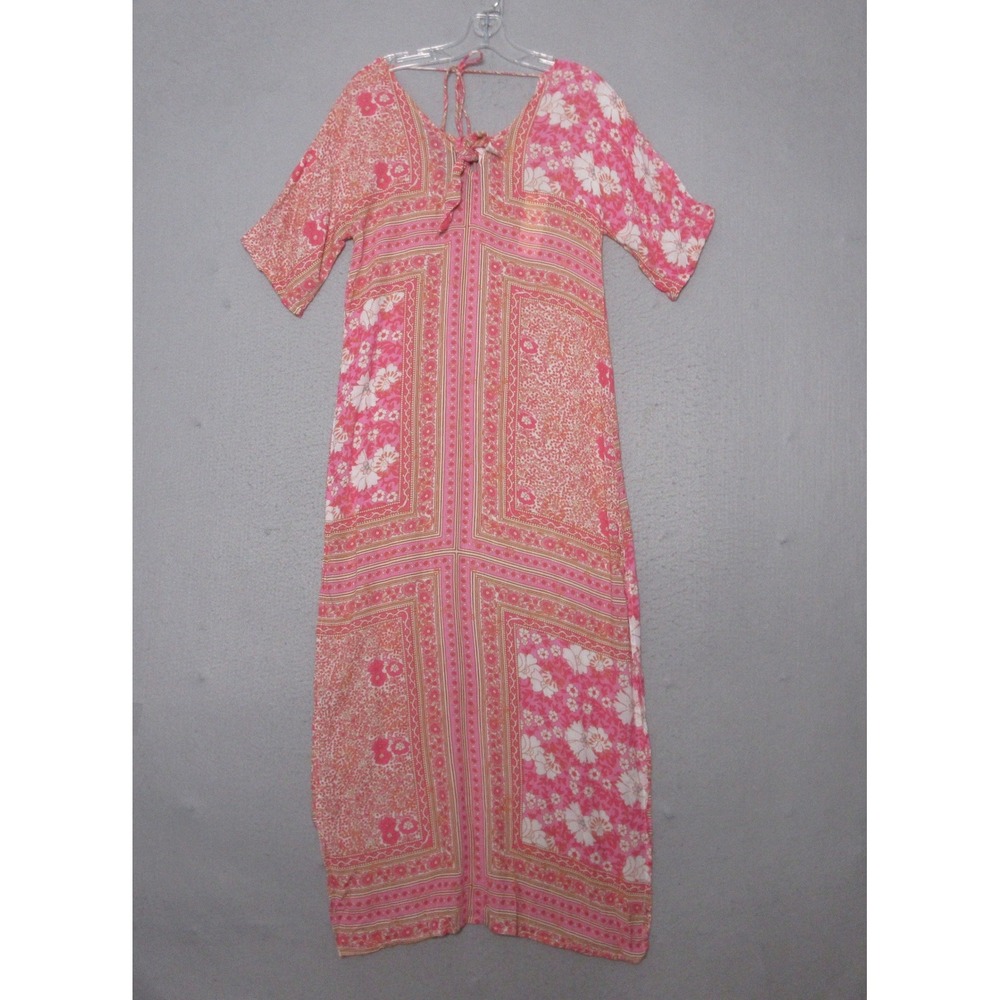Jens Pirate Booty Dress Pink Floral Maxi Boho Festival Lightweight Vacation NWT